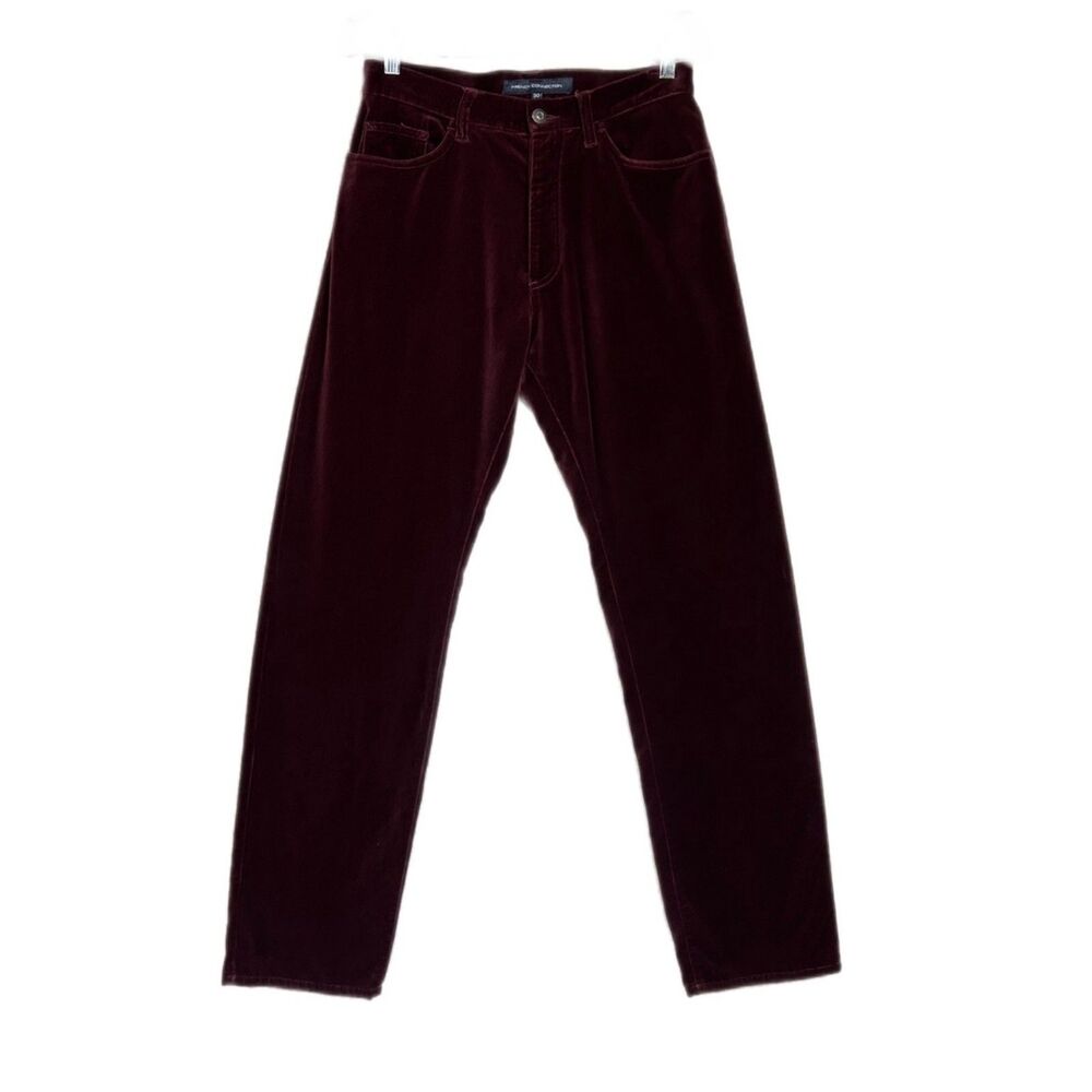 French Connection Straight Pant Velvet Retro Dark Academia Vampy Sz 30 Wine